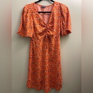 Womens Papaya Brand Floral Dress size 8 Orange Rayon
